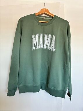 Green 'MAMA' Crewneck Sweater - Unbranded